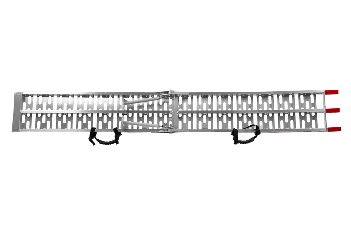 UNITRAILER ALR003 zložljive aluminijaste rampe za prikolice 221 cm 680 kg s pasom in opornikom, komplet 2 kosov