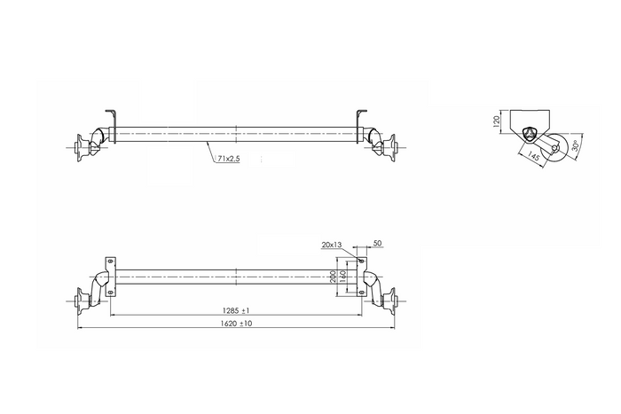 AL-KO OPTIMA nezavorna os za prikolico 750 kg 1285 mm 1620 mm 4x100
