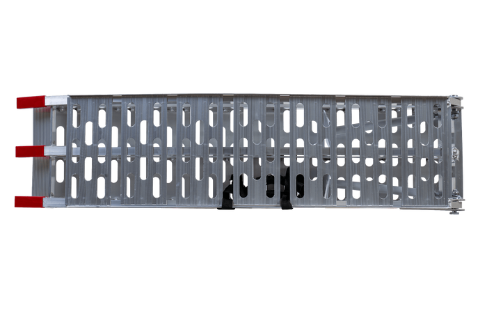 UNITRAILER ALR003 zložljive aluminijaste rampe za prikolice 221 cm 680 kg s pasom in opornikom, komplet 2 kosov