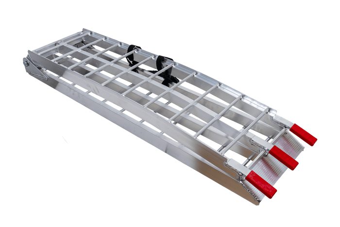 UNITRAILER ALR002 zložljive aluminijaste rampe za prikolice 221 cm 680 kg s pasom, komplet 2 kosov