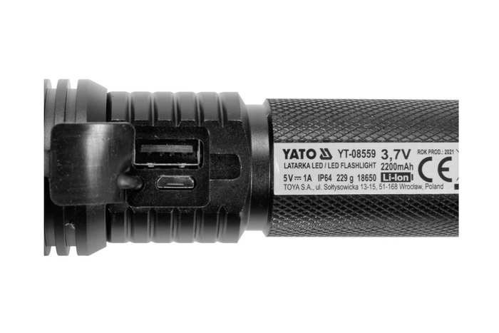 YATO YT-08559 LED 900lm večnamenska svetilka, prenosna baterija, odpirač za steklenice, kladivo za nujne primere