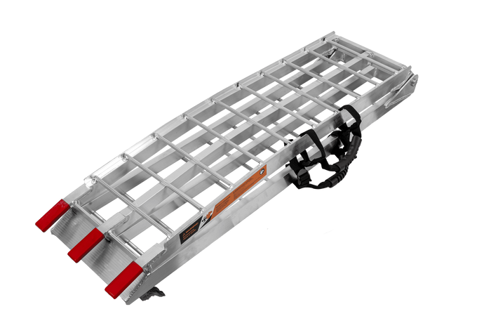 UNITRAILER ALR002 zložljive aluminijaste rampe za prikolice 221 cm 680 kg s pasom, komplet 2 kosov