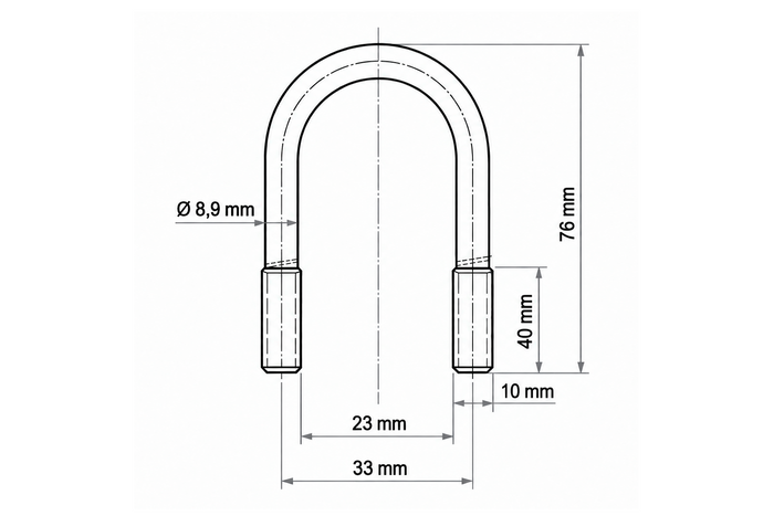 Ovalna objemka DROMET tipa B M10 23×76 mm
